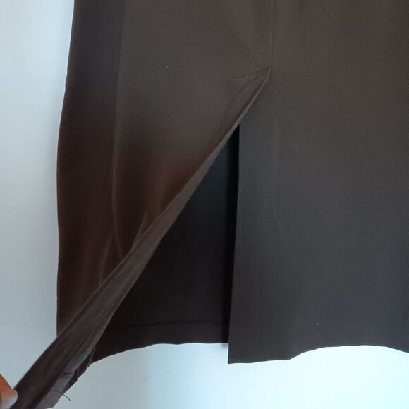 Vtg Rafaella Size 14 Dark Brown Maxi/Midi Straight Skirt w/Deep Rear Split - Picture 3 of 8